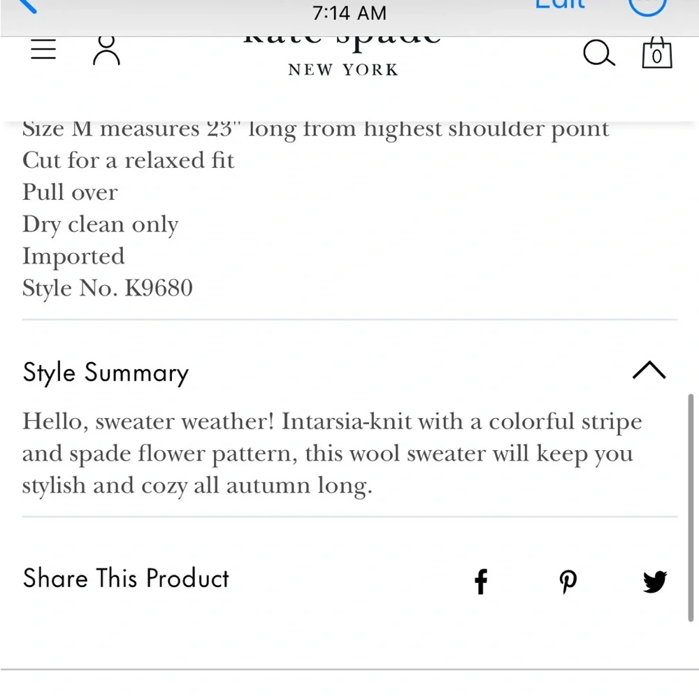 Kate Spade‎ Fair Isle sweater